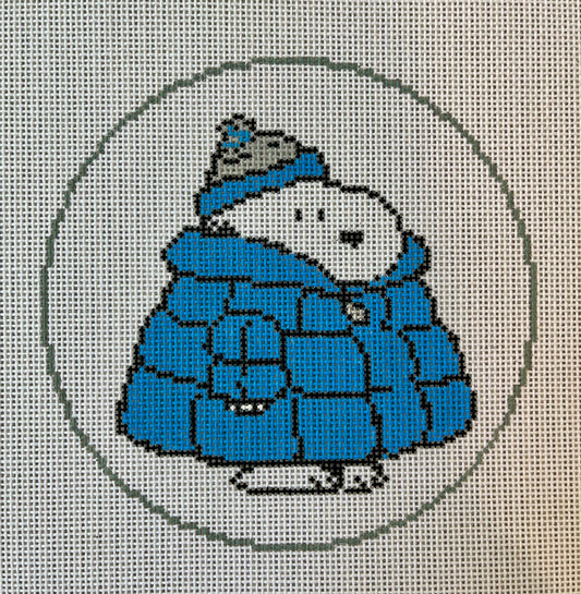 Snoopy in Blue Puffer Coat Round C-WINTER3RB