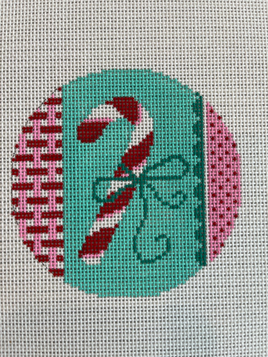 Candy Cane Round Gift Tag C-C322