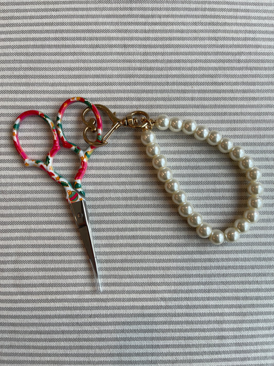 Scissors (multi-colored) with Faux Pearl Bracelet A-VWpearl