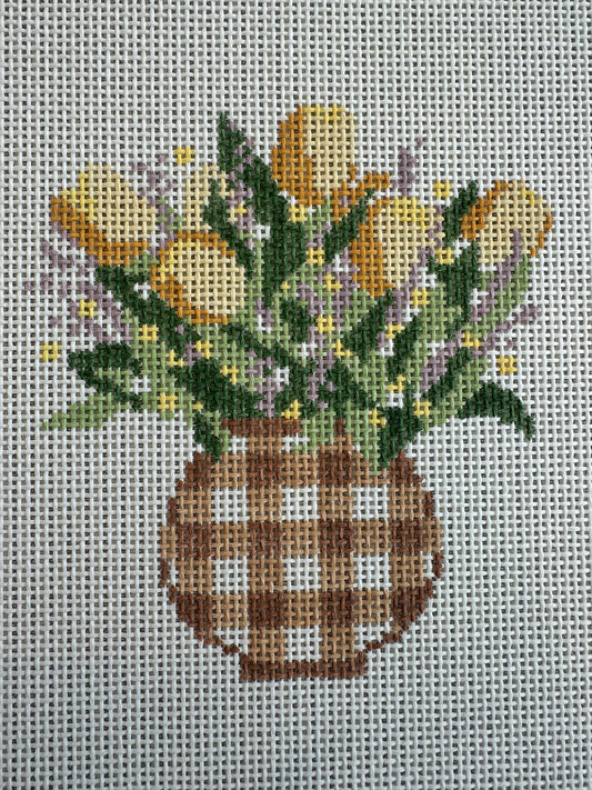 Gingham Vase with Tulips C-AJvase