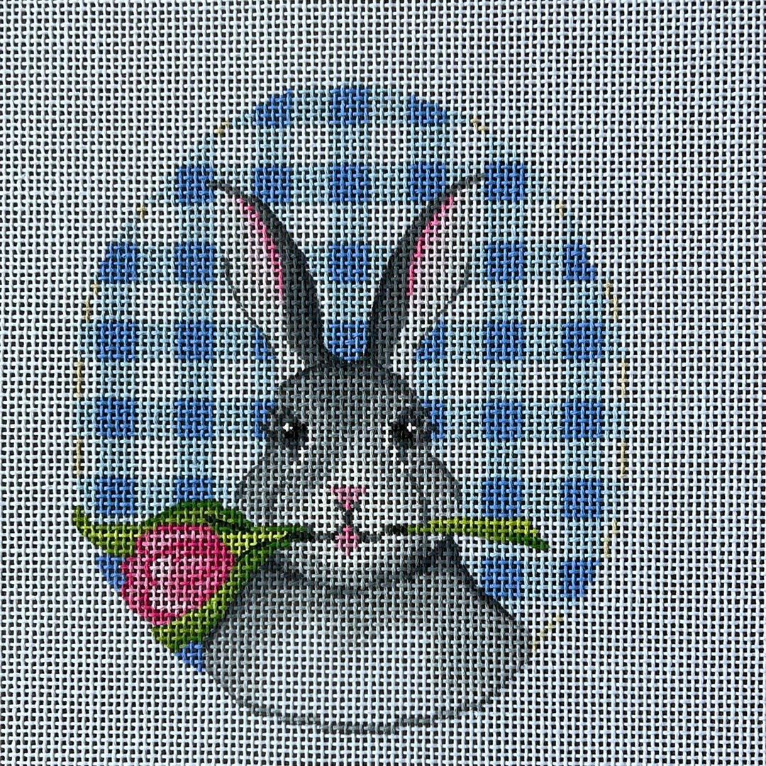 Bunny with Tulip Gingham Egg C-KEA71-18