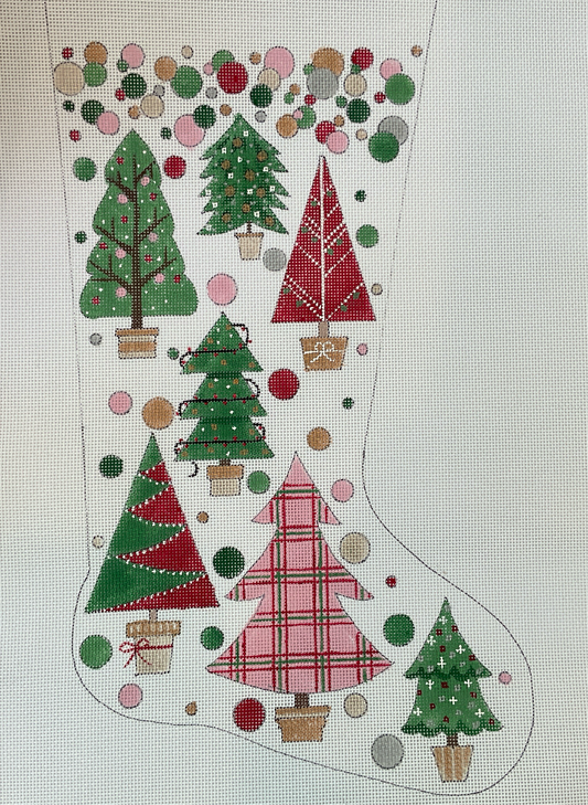 Christmas Trees With Polka Dots Stocking