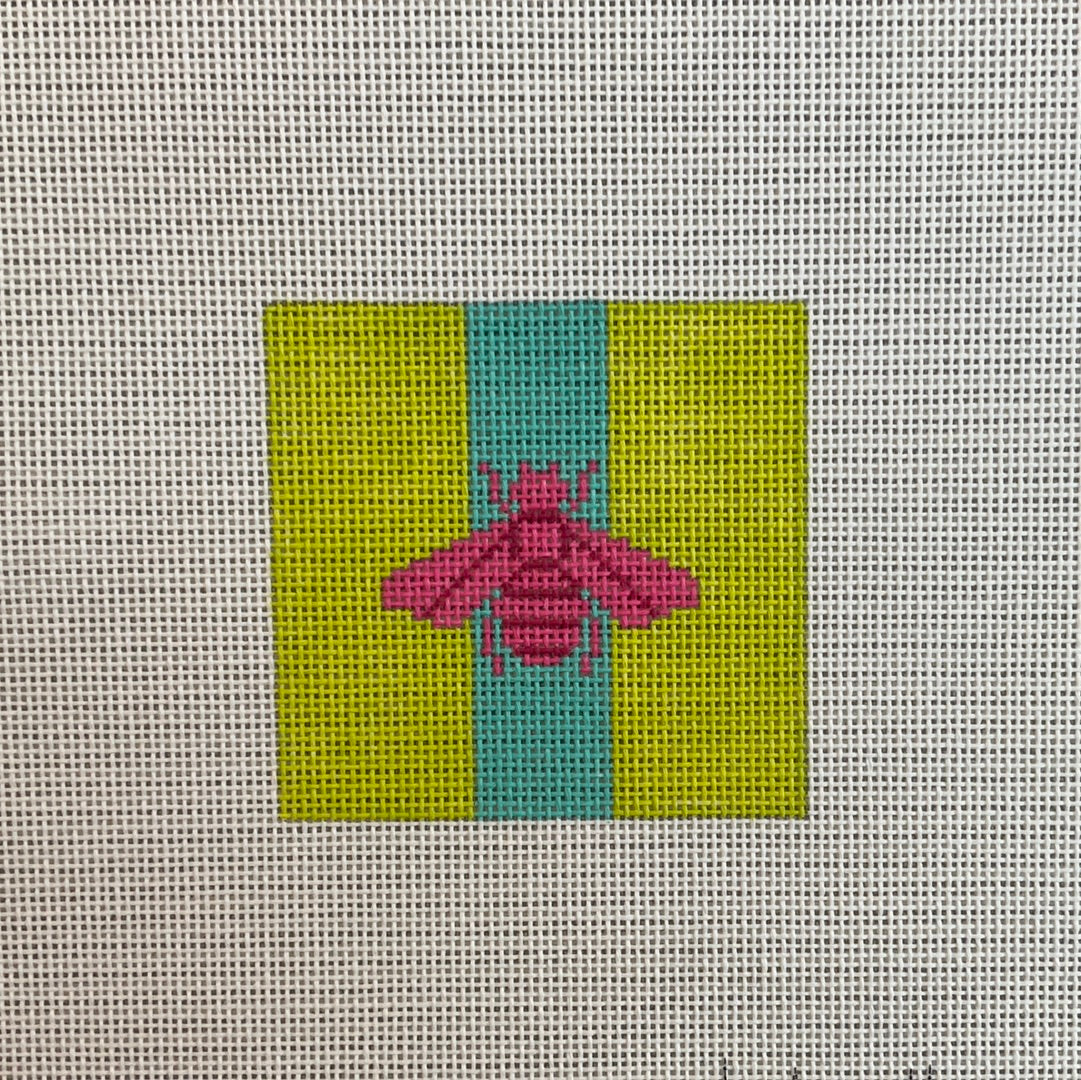Pink Bee on Lime Green Square C-KDINSSQ371