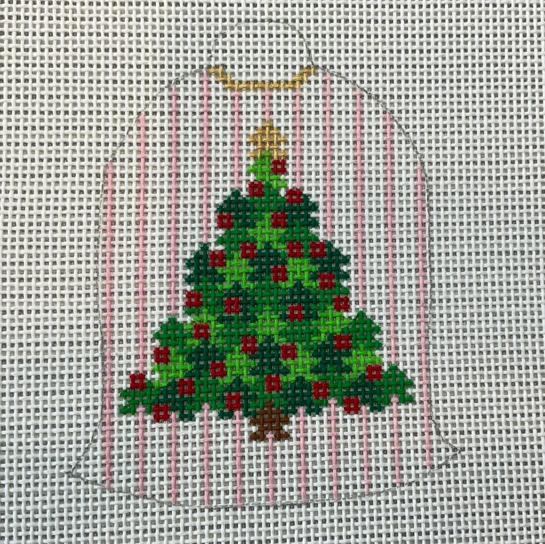 Christmas Tree on Pink Stripes Bell C-SI161B