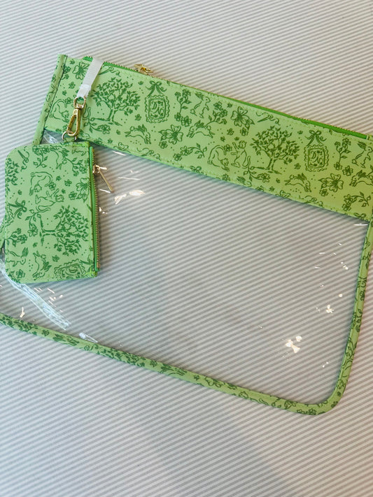 A-DWNBGT Bunny Toile Project Bag in green