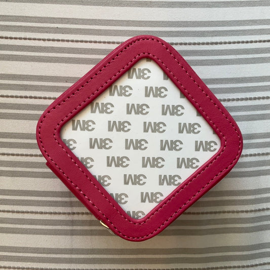 Square Leather Jewelry Case in Hot Pink A-PELJC