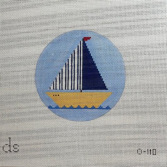 Blue Sailboat Round C-DS0119