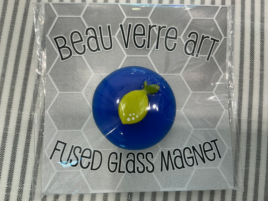 Glass Needle Minder Lemon on Blue A-BVNMLem