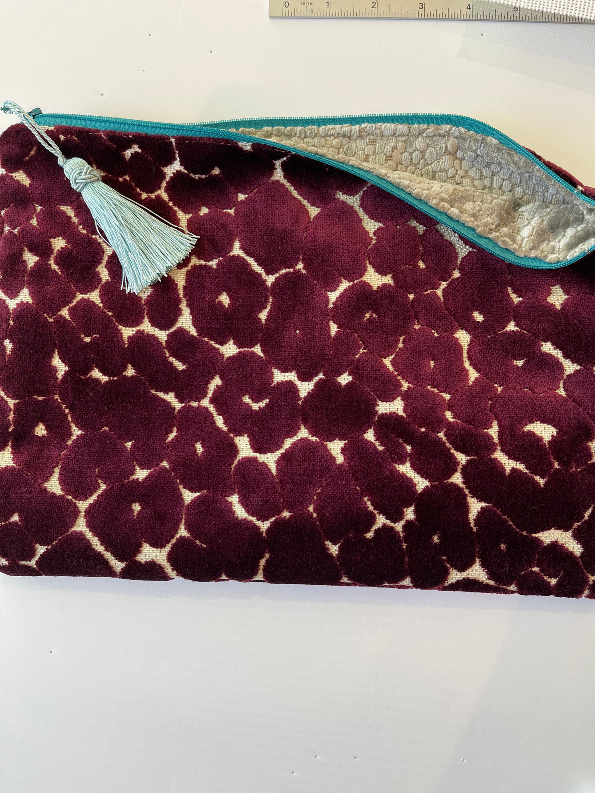 Anna Clutch in Maroon Velvet A-COPA2