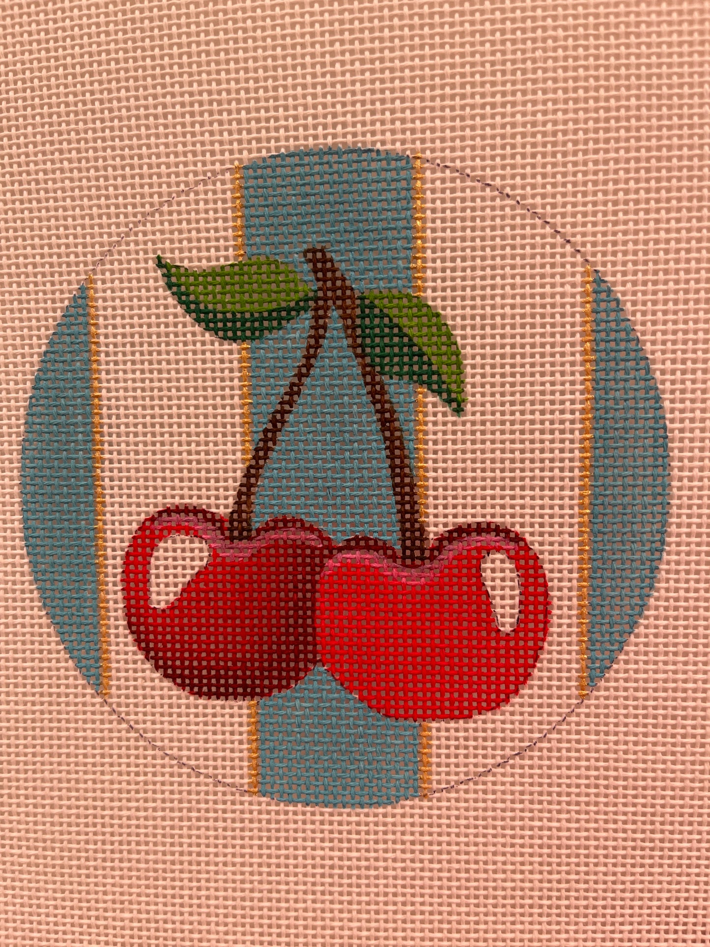 Cherries on Blue Stripes C-RCHO2749