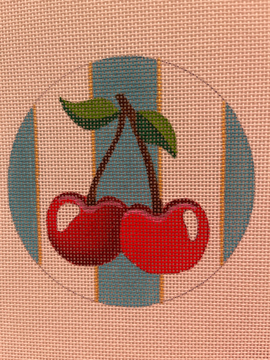Cherries on Blue Stripes C-RCHO2749