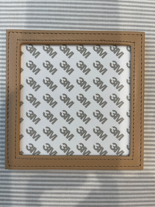 Leather Self Finishing Square Coaster - A-PESFC Tan