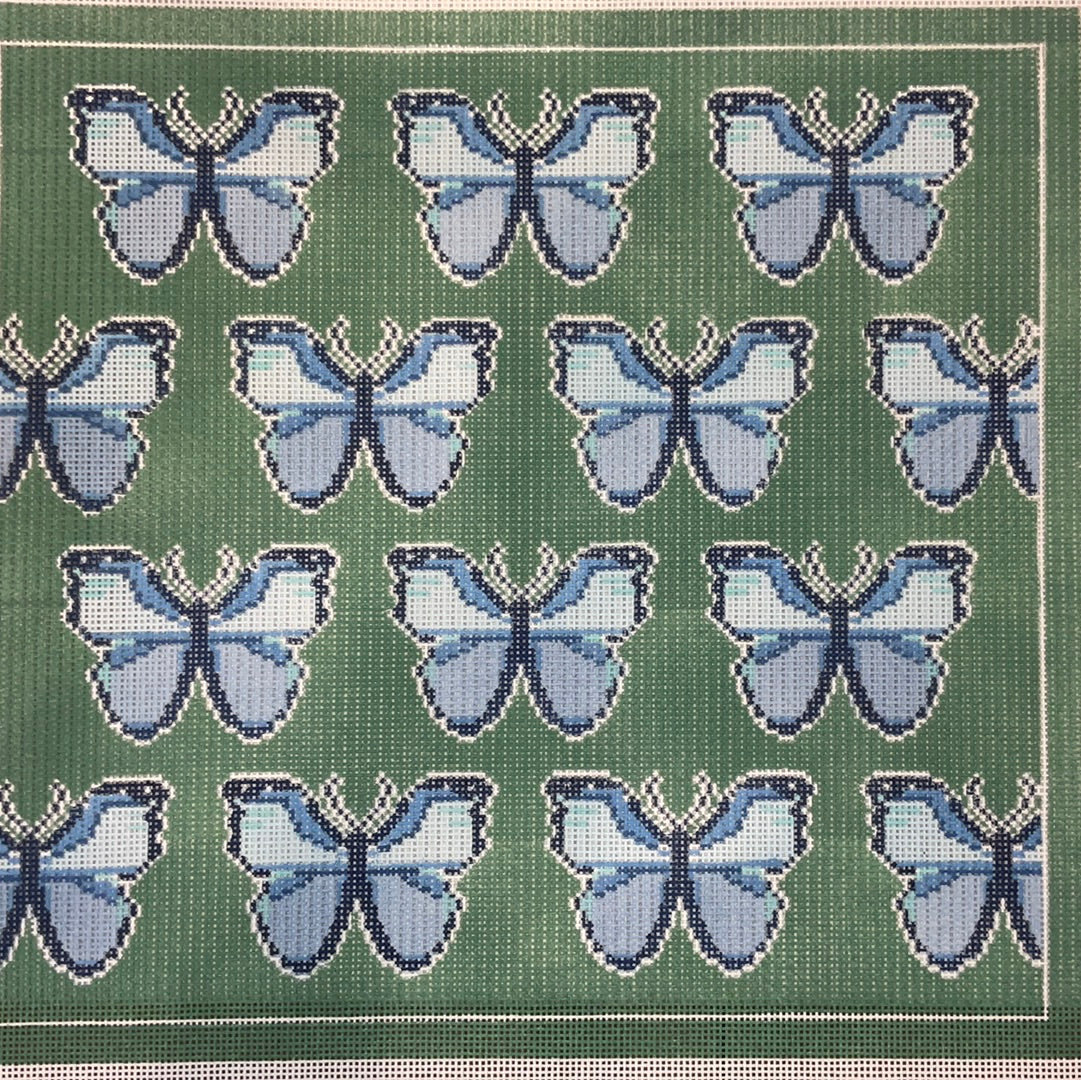 Blue Butterfly’s on Green Canvas C-TA 4027