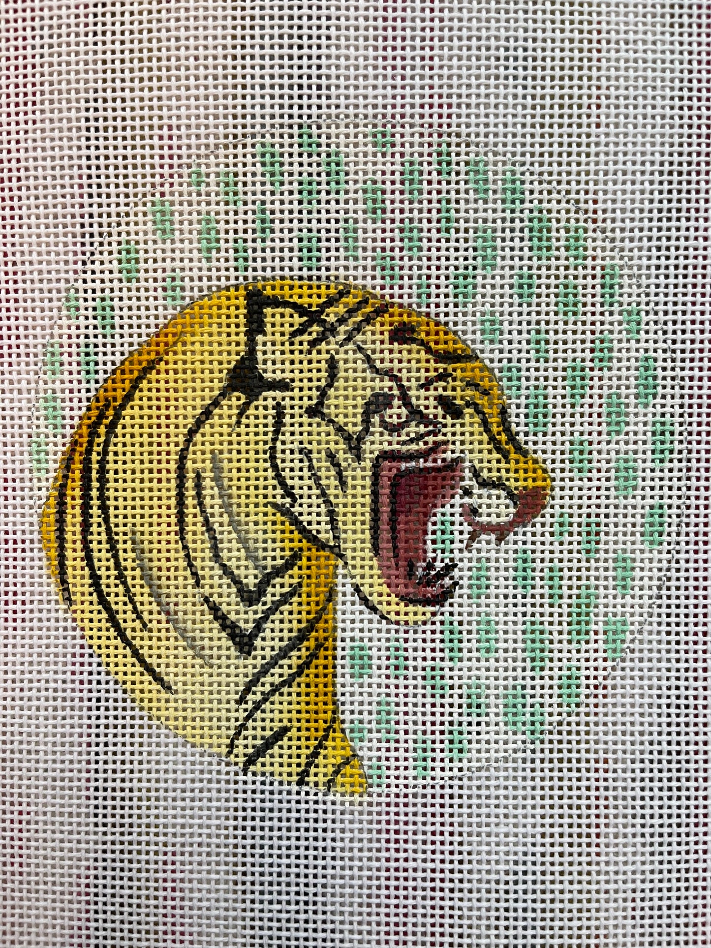 Anna Clutch #3: Tiger canvas on bright striped clutch