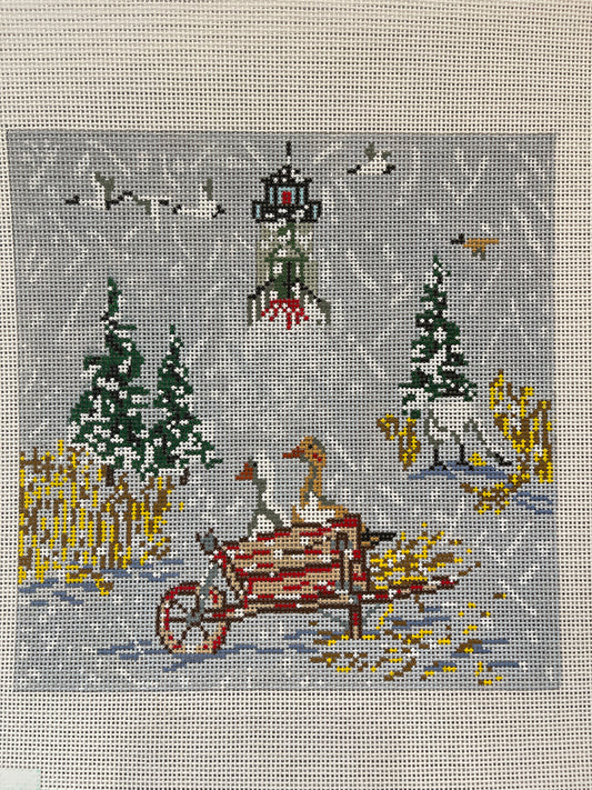 Geese in Wheelbarrow C-SWB1103