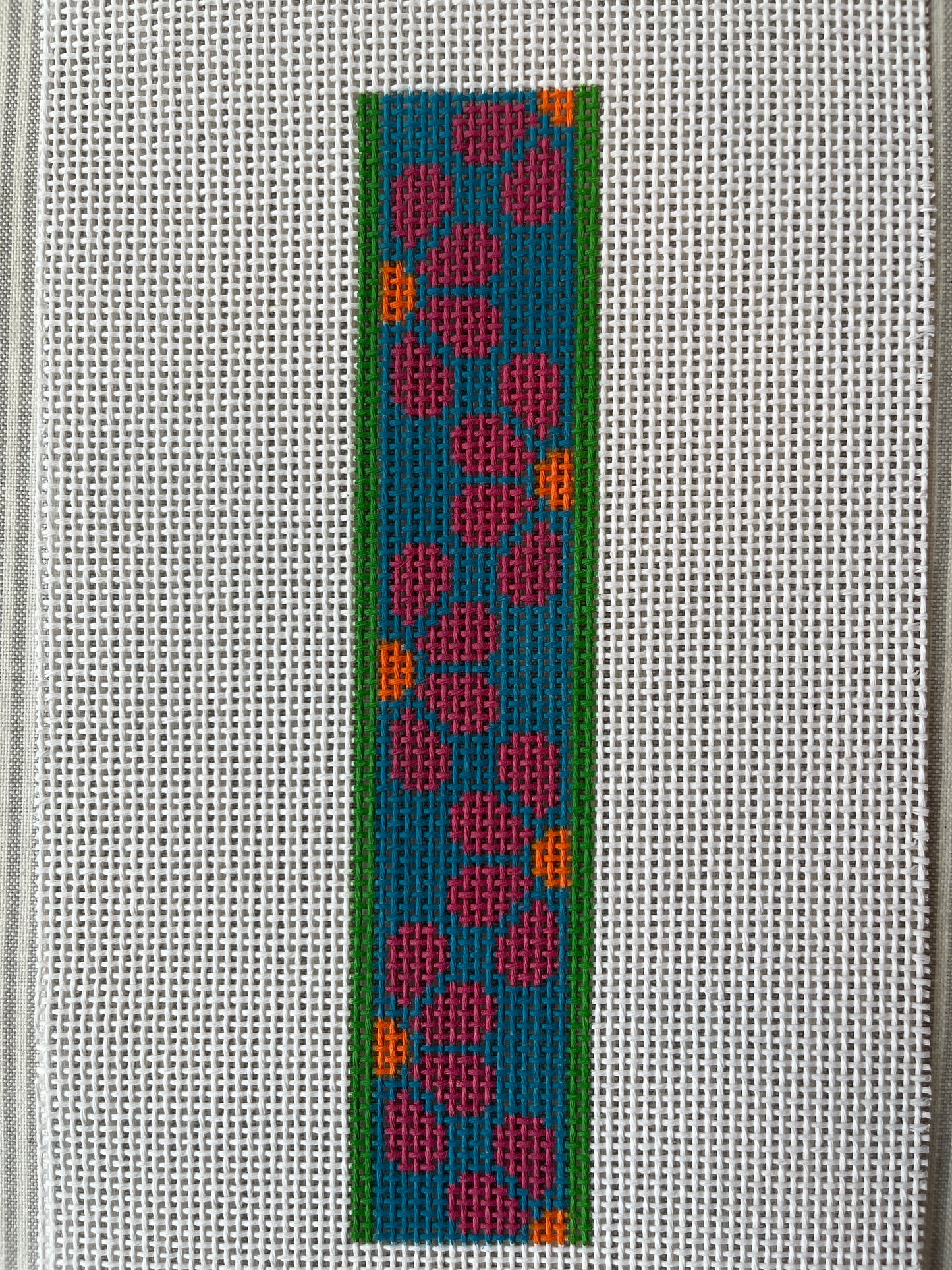 Pink Daisy on Blue Key Fob C-SI396