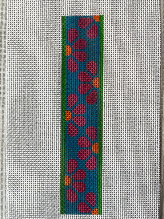 Pink Daisy on Blue Key Fob C-SI396