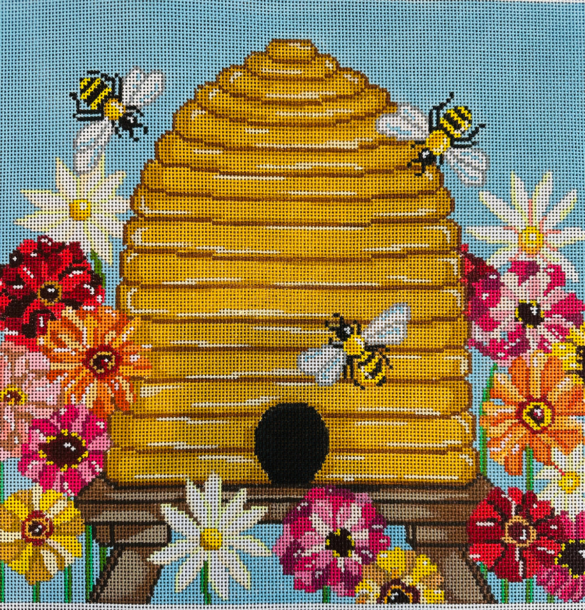 Bee Hive with Zinnias TS-C521