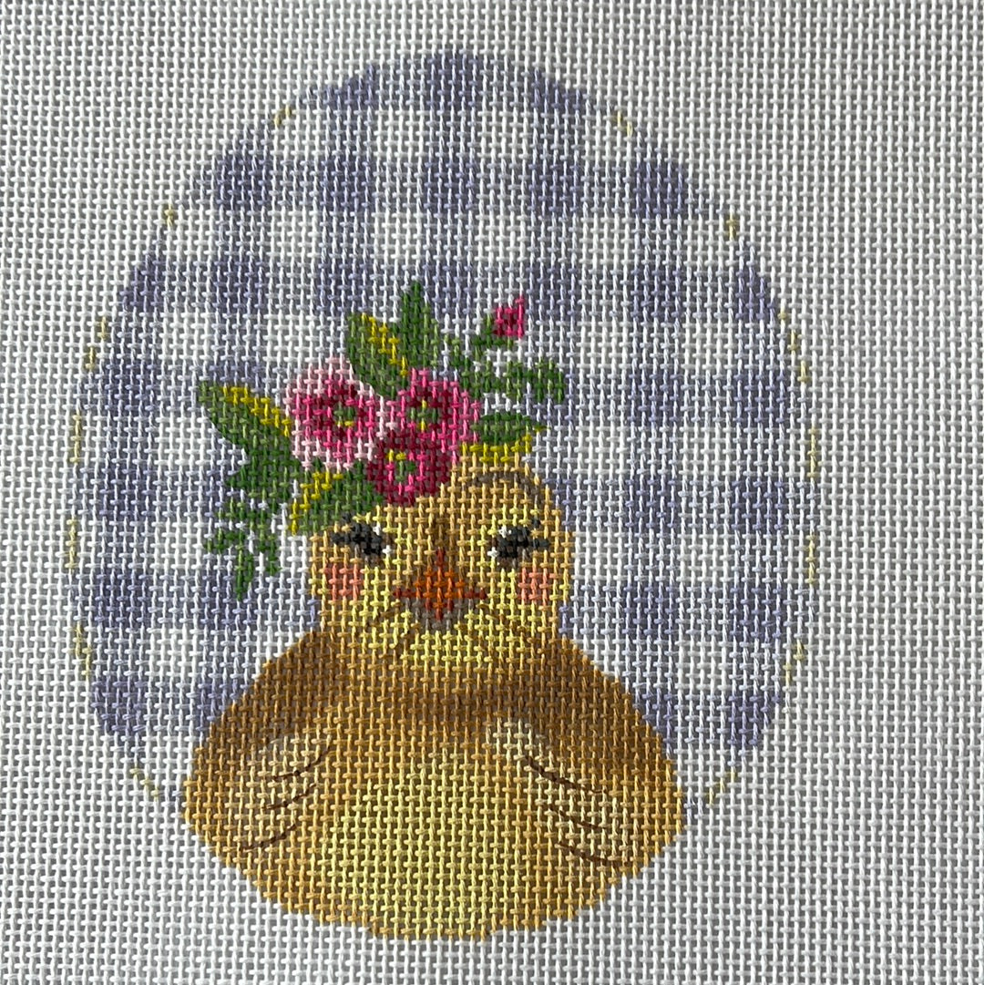 Chick with Flower Hat Gingham Egg C-KEA72-18