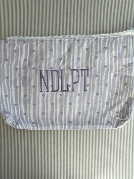 NDLPT Project Bag Large in Lavender Stripes and Hearts A-WNLH