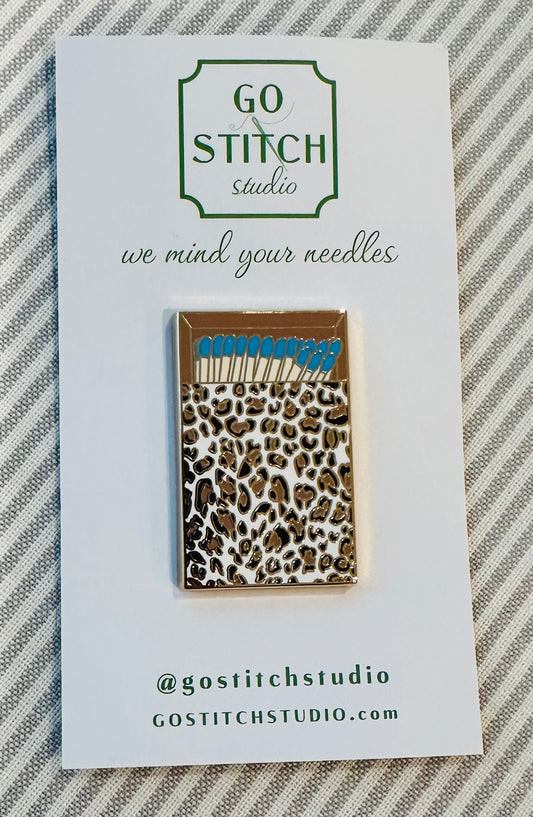 Brown Leopard Matchbox Needle Minder A-GSSBB
