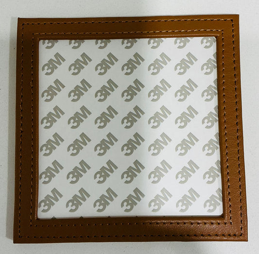 Leather Self Finishing Square Coaster - A-PESFC Brown