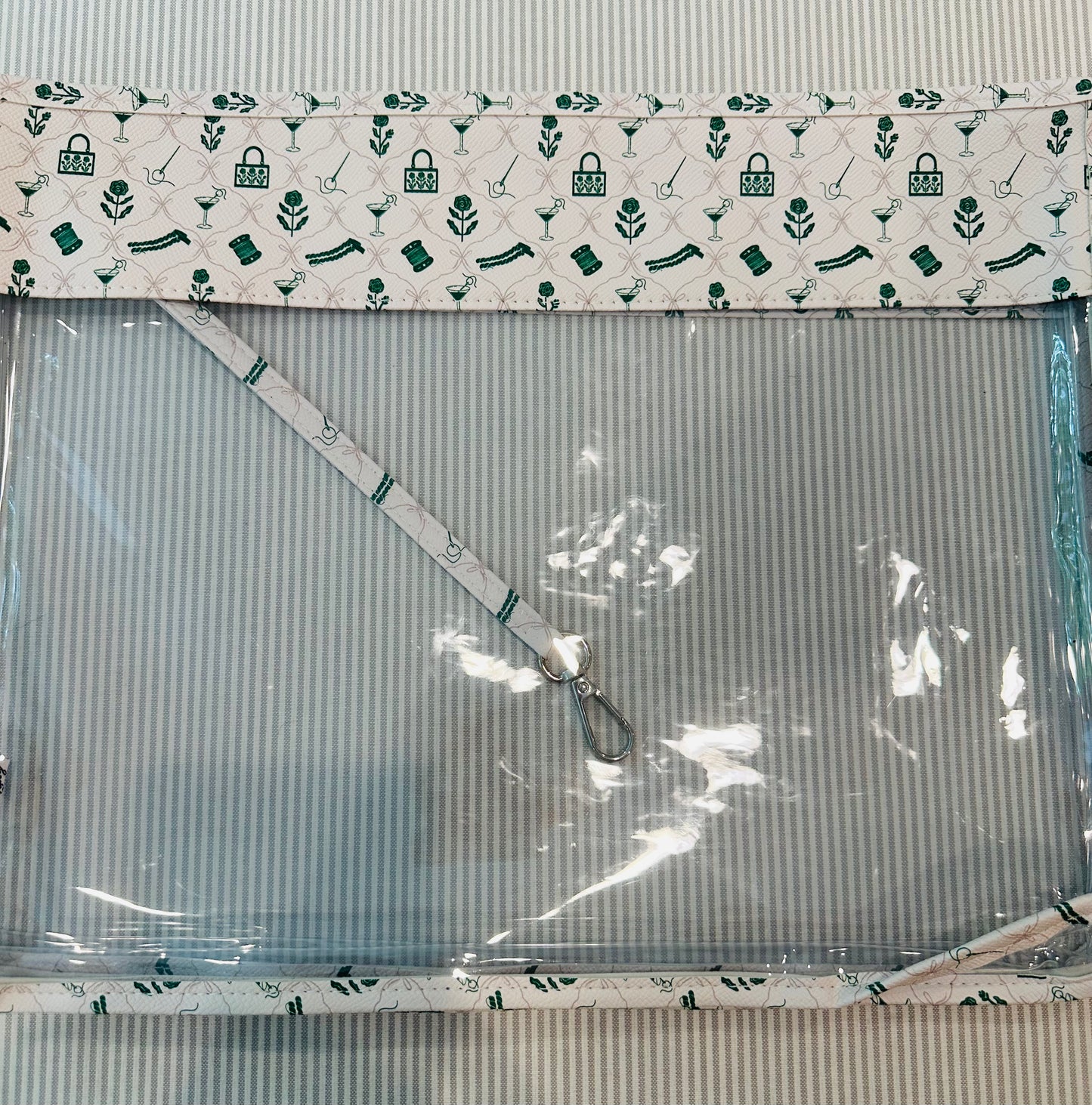 Double Trouble Project Bag White with Green  A-TATPB1115
