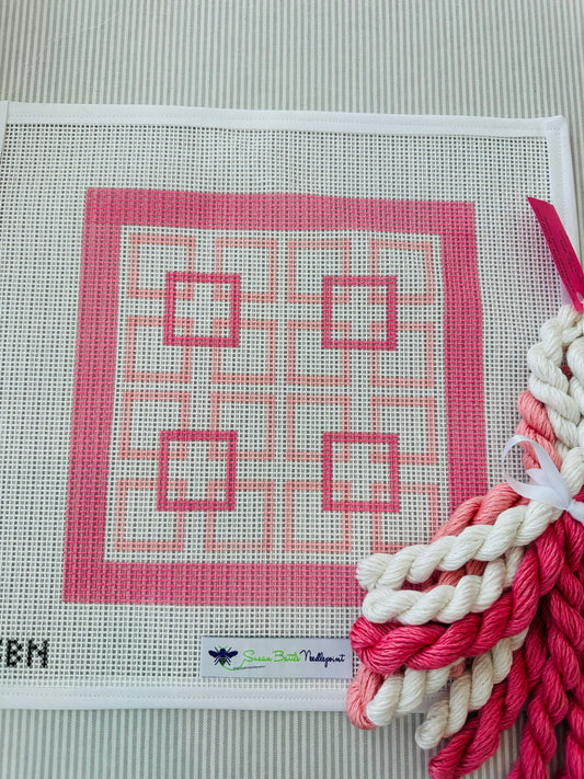 Pink Squares 10 mesh with threads TS-SP18
