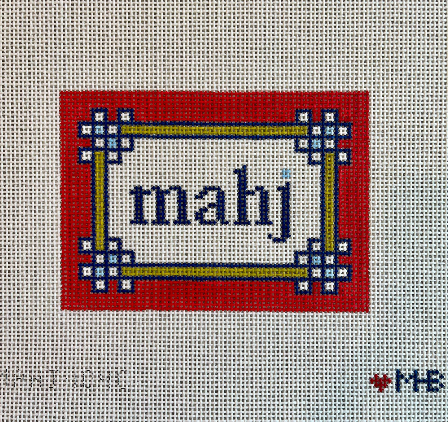 MAHJ Insert Floral Corner in Red, Navy and Olive C-MAHJ104C