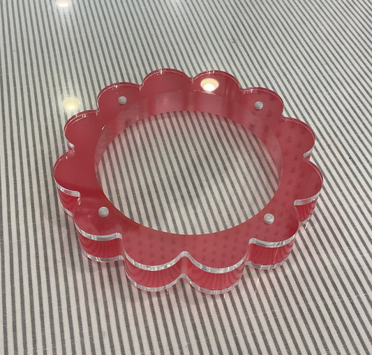 Red Scalloped Acrylic Circle Coaster A-PLAT RSCA4CIR
