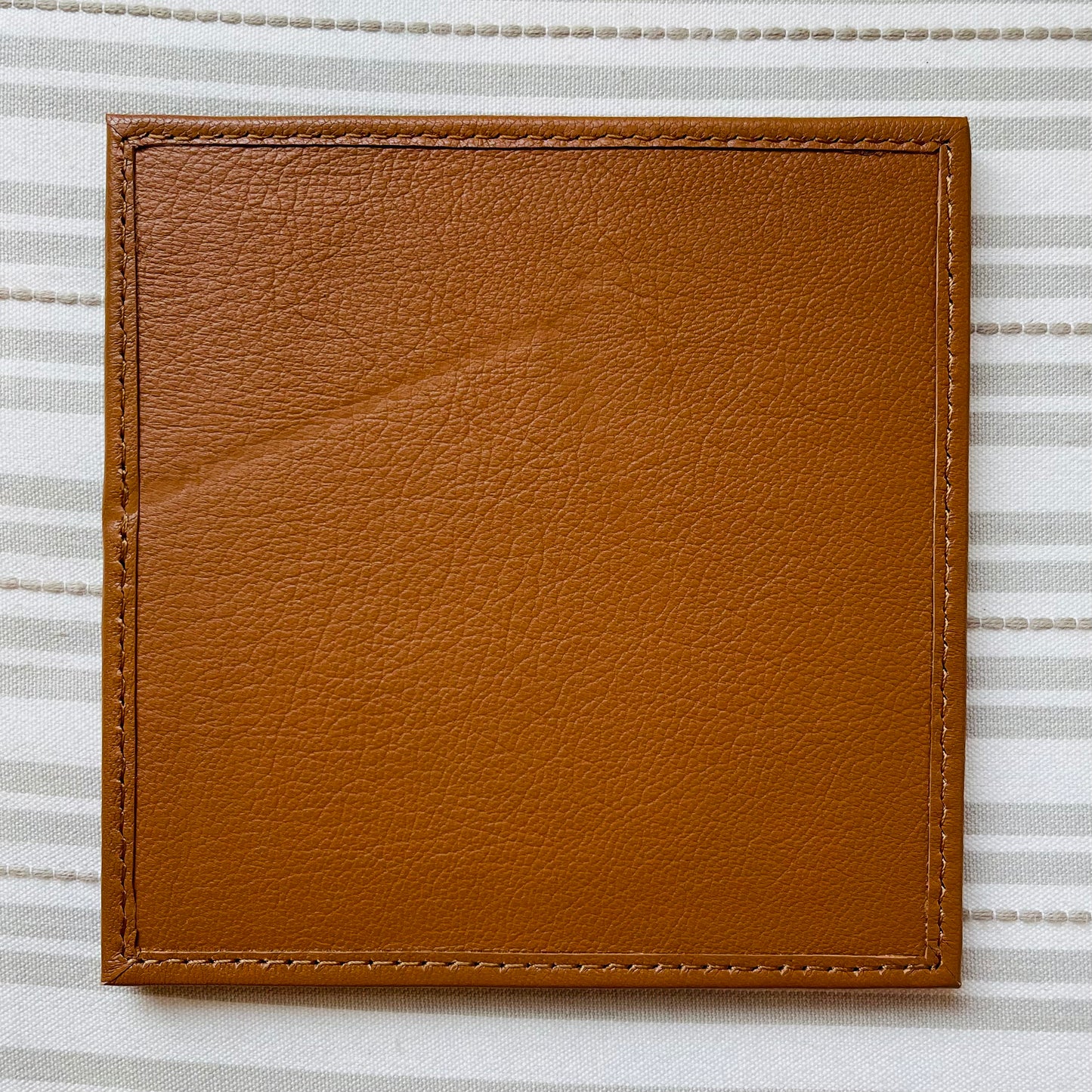 Leather Self Finishing Square Coaster - A-PESFC Tan