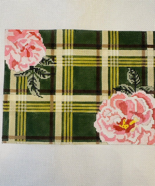 Green Plaid with Pink Flowers C-BPC23326