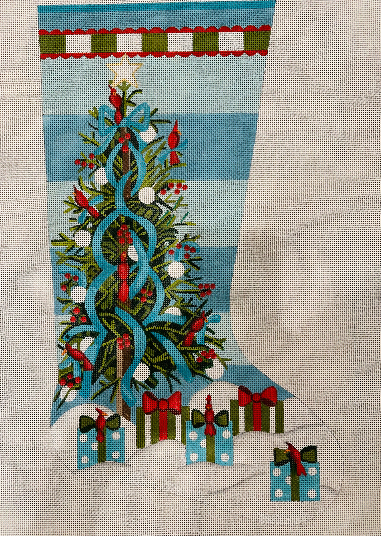 Tree with Cardinals Stocking 13M C-AP4980