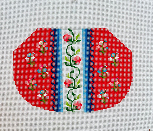 Kiss Lock Canvas in Floral Stripe Red C-JS315B