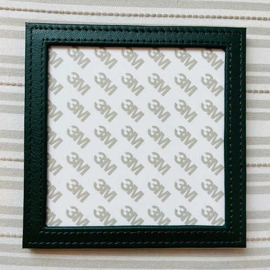 Leather Self Finishing Square Coaster - Dark Green A-PESFC DGR