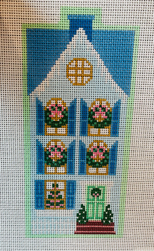 Christmas Village Blue Row House C-LPhouseB