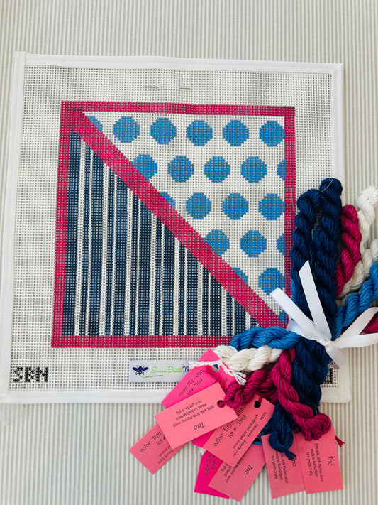 Pink & Blue Polka Dots 10 mesh with threads TS-SP19