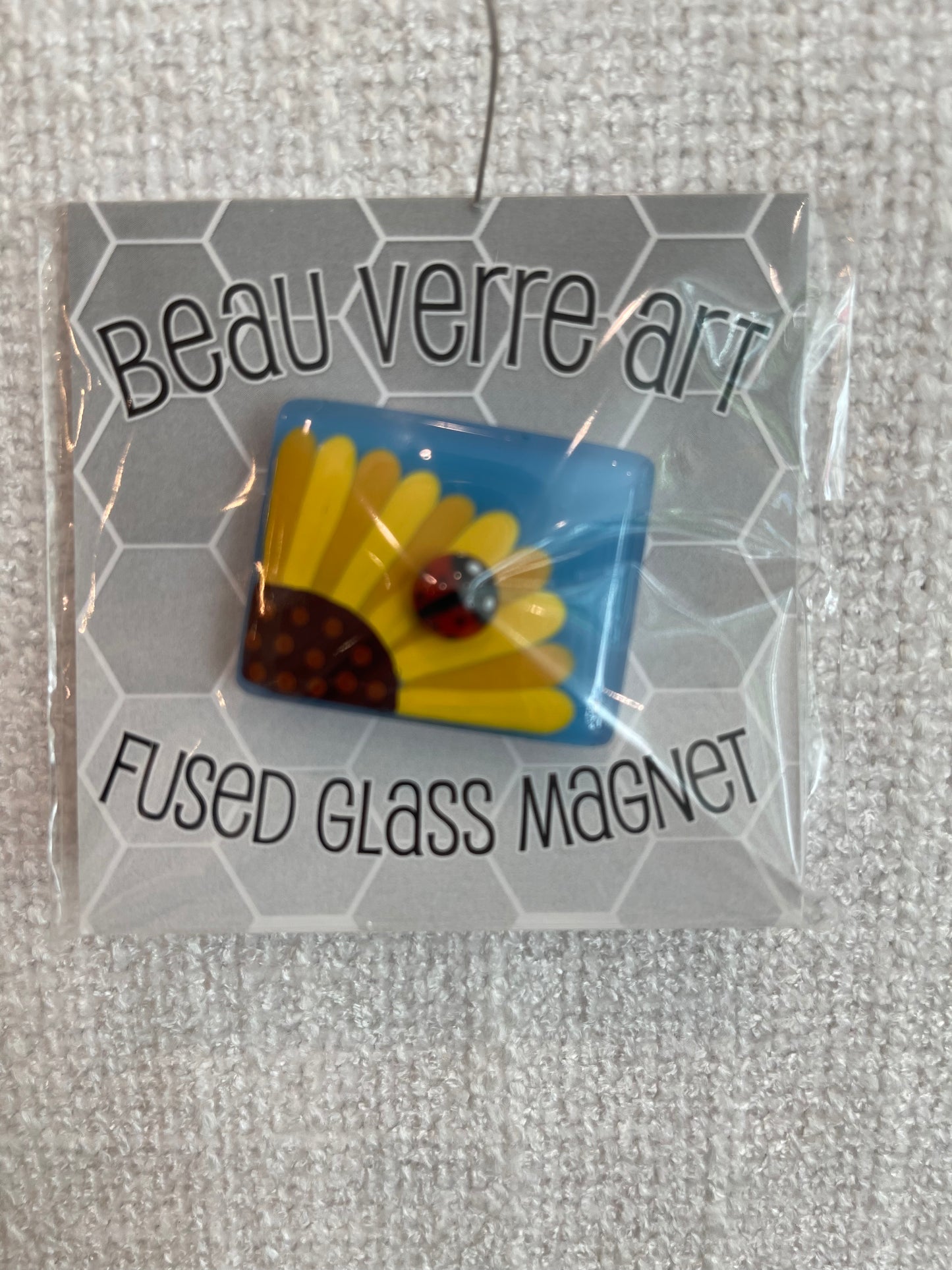 Sunflower with Ladybug Glass Needle Minder A-BVNMsunflower
