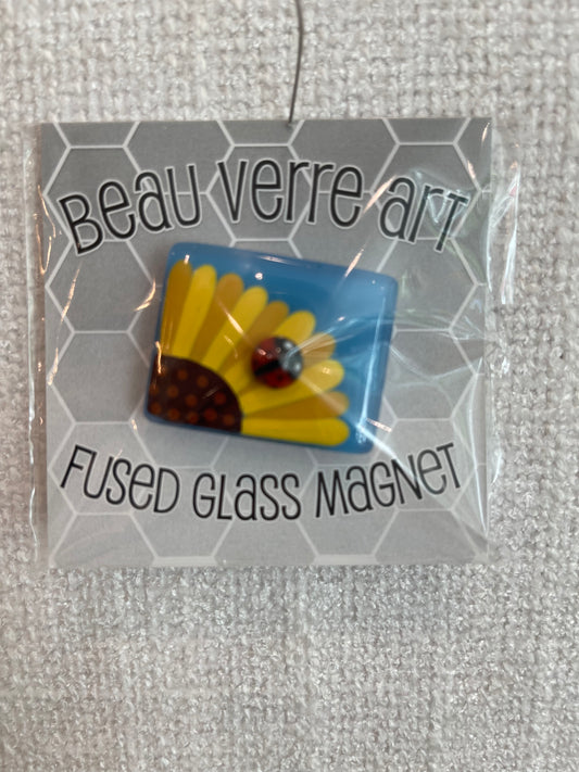 Sunflower with Ladybug Glass Needle Minder A-BVNMsunflower