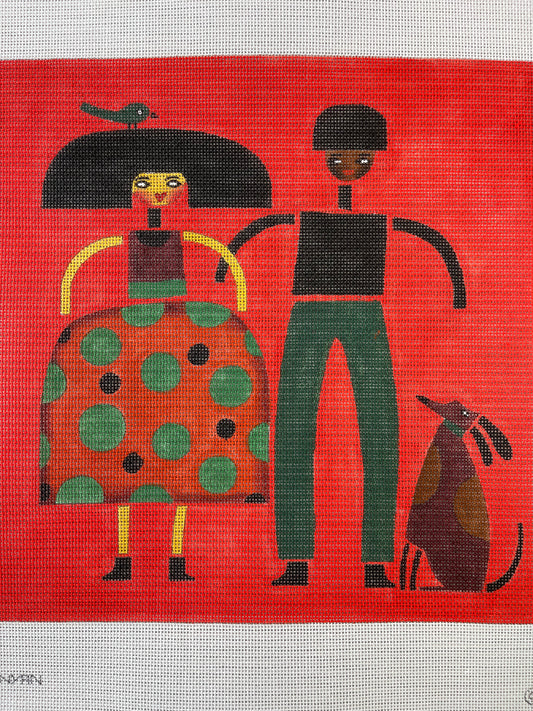 Couple with dog and bird C-MC2007