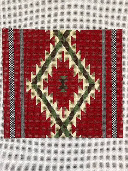 Geometric Rug Pattern w/ Cream and Green C-AWP556A