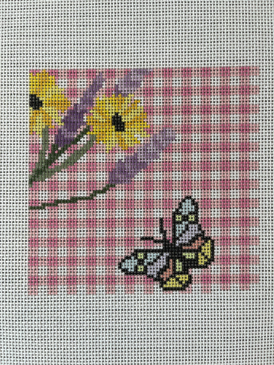 Gingham Square with Butterfly C-EBbutterfly