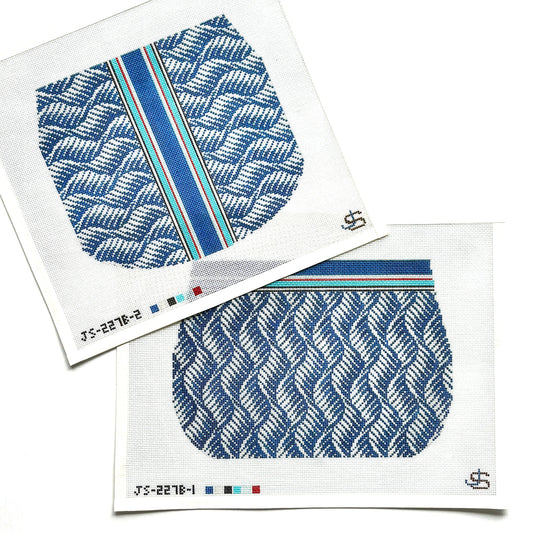 Blue Feather Wave Purse 2Canvases C-JS227B 1 and 2