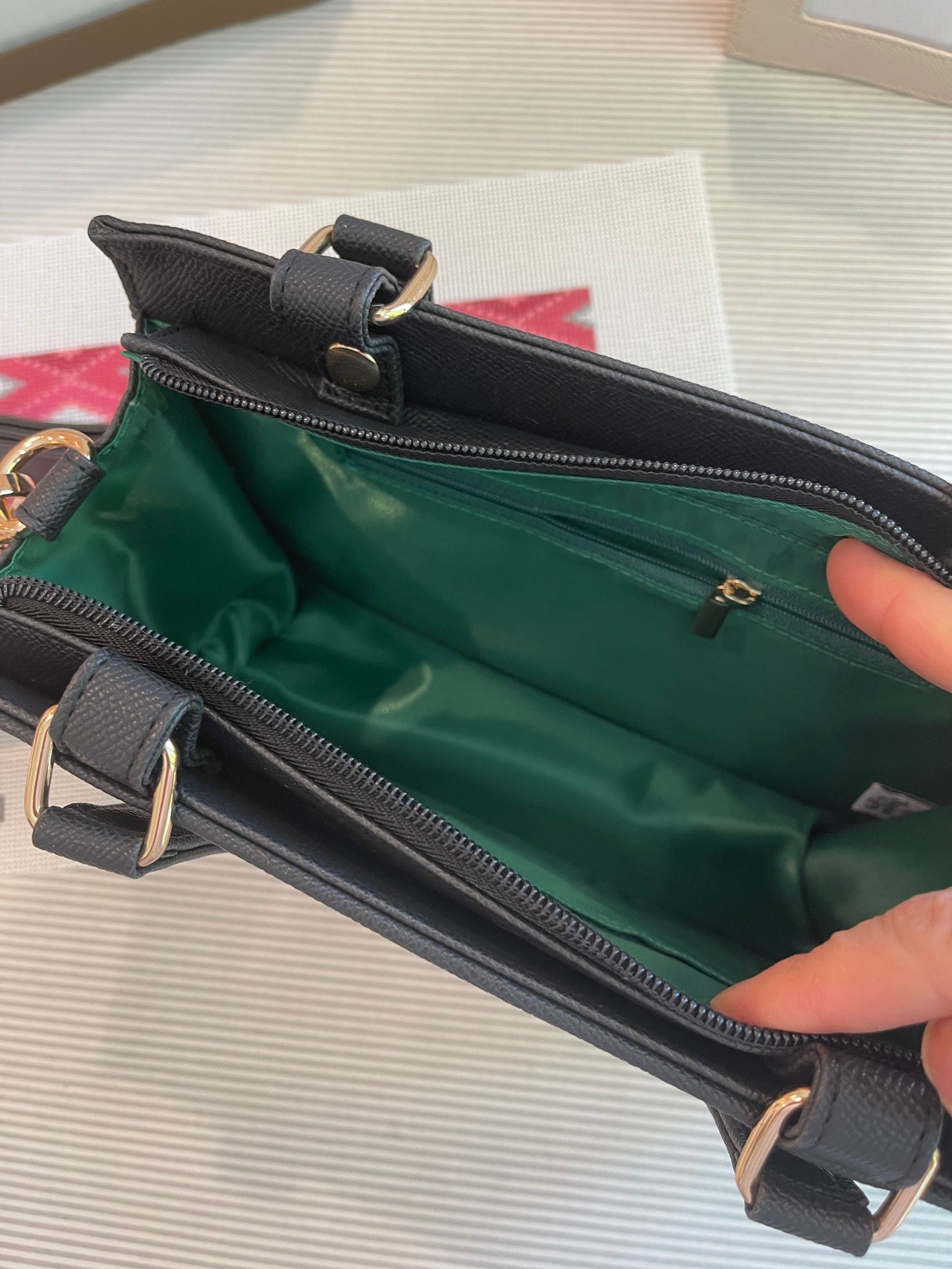 Leather Purse Self-finishing A-TATpurse Navy