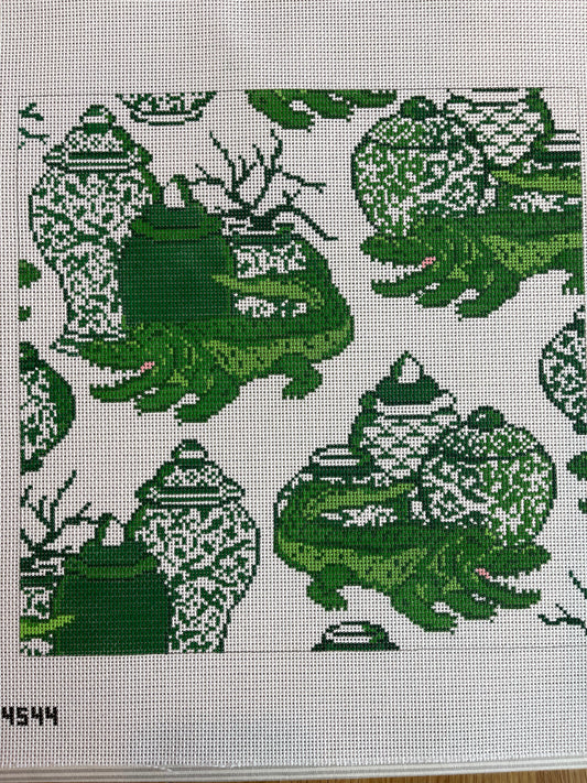 Green Ginger Jars with Gators C-KCD4544