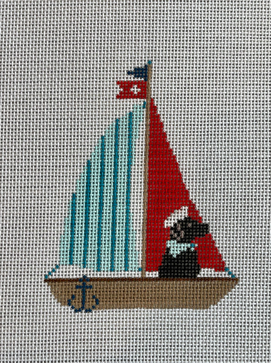 Black Labrador in Sailboat C-SS347