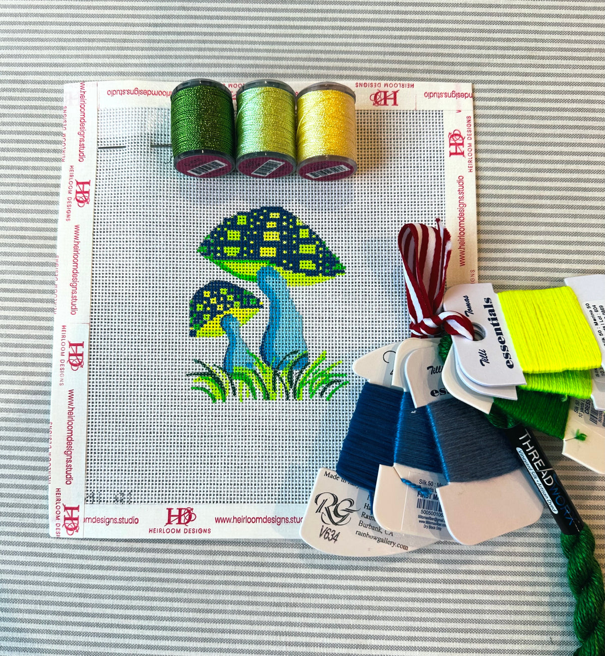 Blue and Green Mushrooms with Threads C-ML81