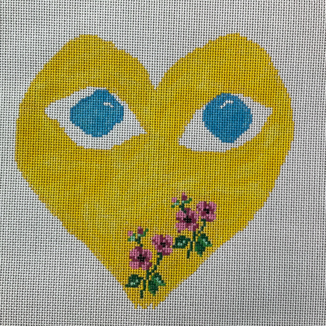 Yellow Heart with Pink Flowers C-MISYELLOWHEART8