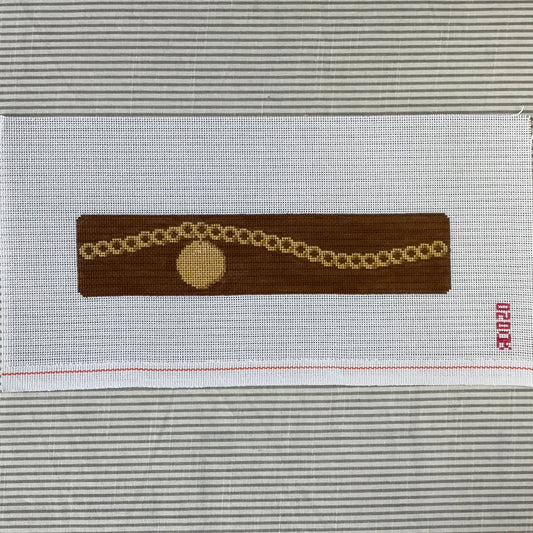 Gold Disc Charm on Brown Bracelet C-RD020