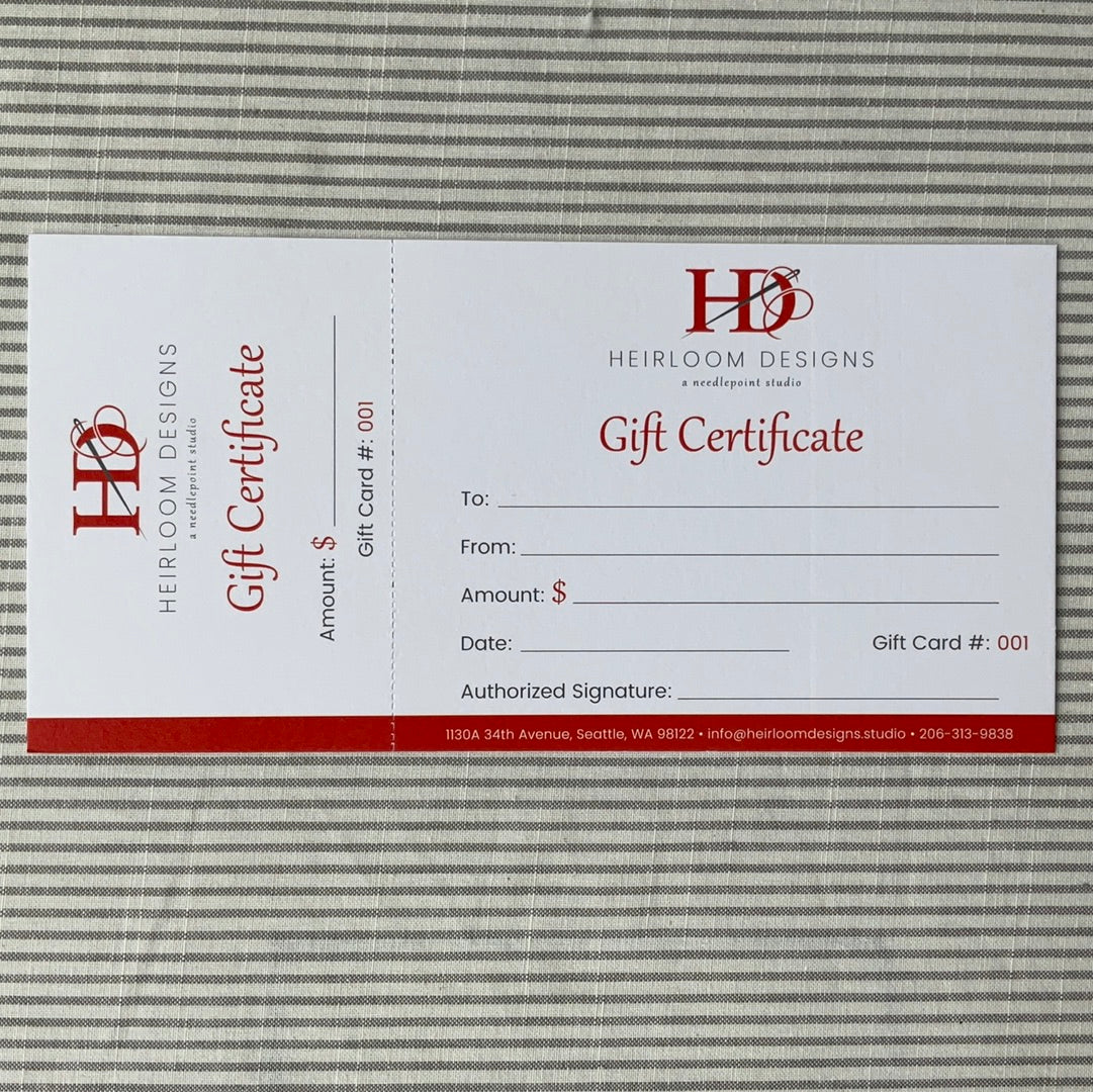 Gift Certificate $50 Heirloom Designs GCHD50